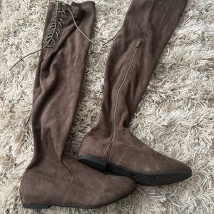 Nature breeze Over the Knee lace up suede boot